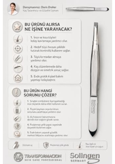 Çelik Düz Kare Uçlu Hassas Cımbız - 9 Cm Profesyonel Kaş, Bıyık Ve İnce Tüy Alma Epilasyon Cımbızı Solingen Professional 718477
