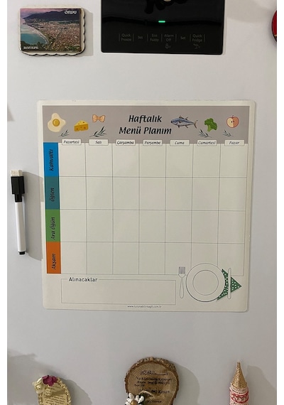 Haftalık Menü Planlayıcı Magnet Mıknatıslı Yazı Tahtası Buzdolabı (538425853)