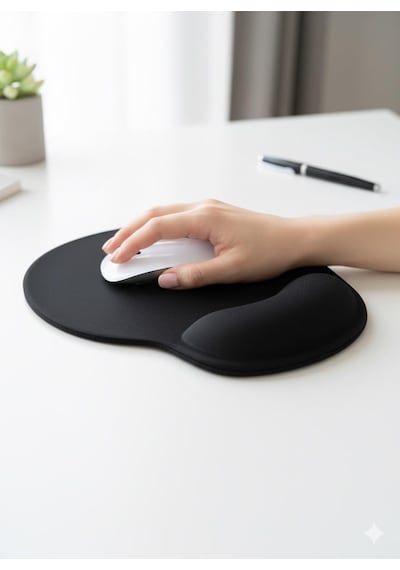 Lexroo Tıger Track Siyah Bilek Destekli Ergonomik - Kaymaz Taban Mouse Pad