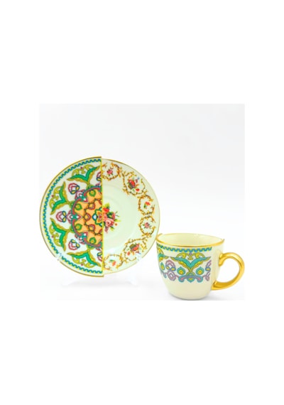 İki Desenli Verde 6 Lı Kahve Takımı Çok Renkli