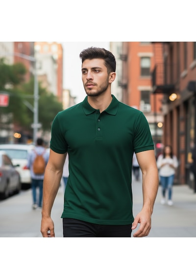 Bite Nose Renk Seçenekli Erkek Polo Yaka Tişört Günlük & Şık Pamuklu Slim Fit Zümrüt Yeşili