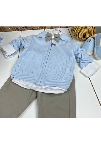 Concept Kids Hırkalı Triko Takım Bebe Mavi - Gri