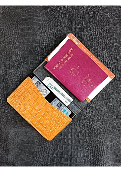 Vip Gift Hakiki Deri Pasaport Kılıfı Pasaportluk Turuncu