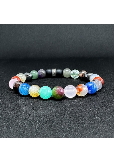 Koç Burcu Bilekliği 8mm Doğaltaş Bileklik - 15 Cm Çok Renkli