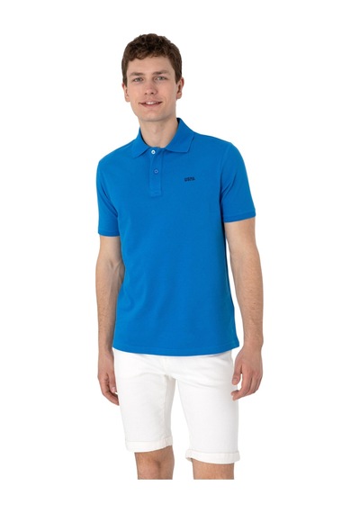 U.S. Polo Assn. Erkek Regular Fit Polo Yaka Basic T-shirt Kobalt