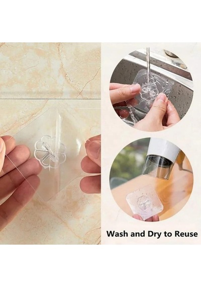 6 Adet Şeffaf Ultra Güçlü,kendinden Yapışkanlı, Paslanmaz Metal Başlıklı Banyo, Mutfak Askısı Metali Diğer