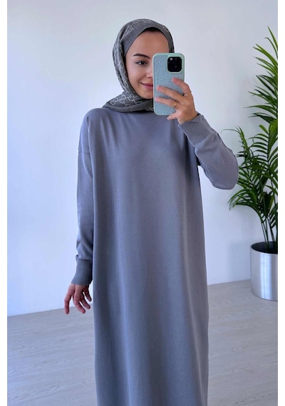 Kahijab Merserize Elbise - Gri Gri
