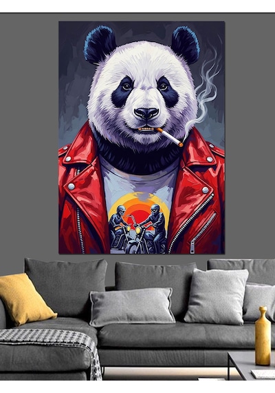 Ahşap Tablo Punk Panda Portresi