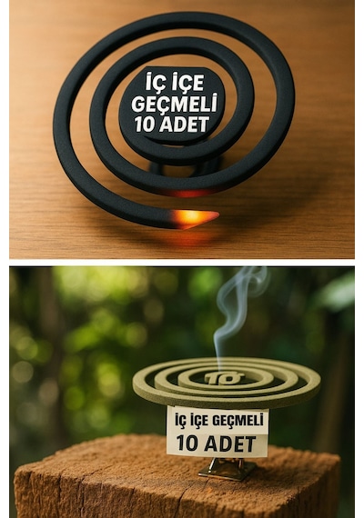 10 Lu Doğal Esansı Sineksavar Set Yavaş Yanan, İç İçe Geçmeli Spiral Tütsü Etkili Koruma Dış Mekan