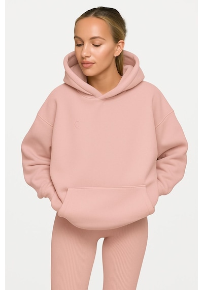 Benroma 3 İplik Penye Ünisex Kapüşonlu Sweat Pembe
