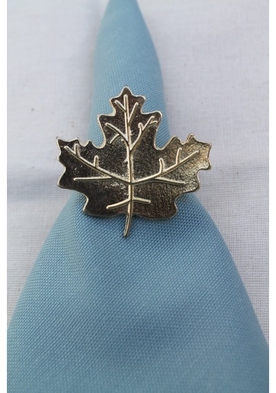 6 Adet Gold Çınar Yaprağı Metal Peçete Halkası - Napkin Ring