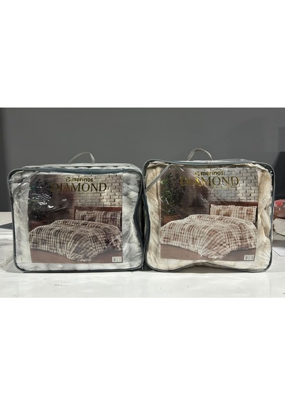 Merinos Diamond 3 Parça Bubble Kürk Comforter Set Duman Bej