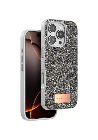 Onegif Apple İphone 16 Pro Max Bright Simli Kapak - Gümüş