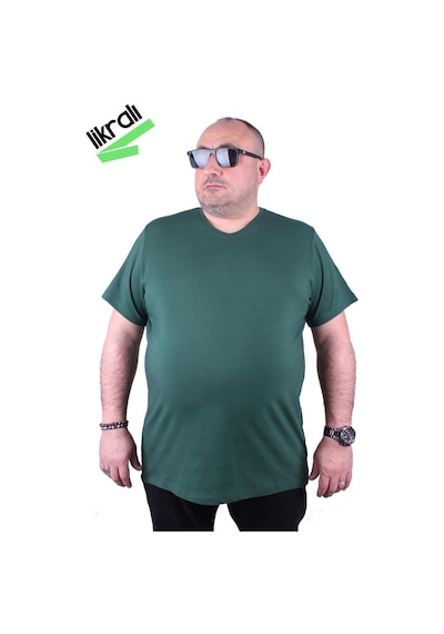 Moc Grande Mocgrande Erkek Büyük Beden Likralı Basic V Yaka Tişört 11170 Neftı Nefti