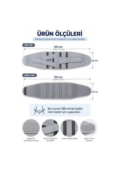 Gri Ortopedik Bel Korsesi Ayarlanabilir Balenli Lumbosakral Destek Korsesi Medikal Siyatik Bel Korsesi