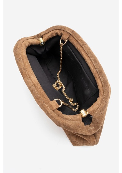 Dericlub Althea Kadın Örgü Desenli Clutch El Çantası Gerçek Süet Deri Taba