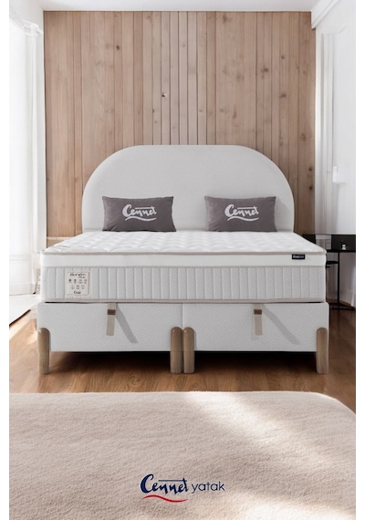 Bohem Çift Kişilik Konfor Seti Pocket Yaylı Yatak + Sandıklı Baza + Başlık 140 x 190