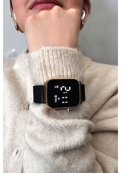 Aqua Di Polo 1987 Unisex Siyah Silikon Dijital Led Kol Saati Apwr033302