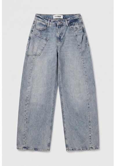 Kadın Kot Rengi 4s6-89 Low Relaxed Fit Esnek Kumaş Tasarım Denim Jean Mavi Kadın Kot Rengi 4s6-89 Low Relaxed Fit Esnek Kumaş Tasarım Denim Jean Mavi