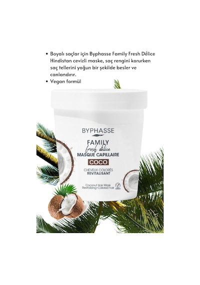 Byphasse Family Fresh Hindistan Cevizli Canlandırıcı Saç Maskesi 250 ML