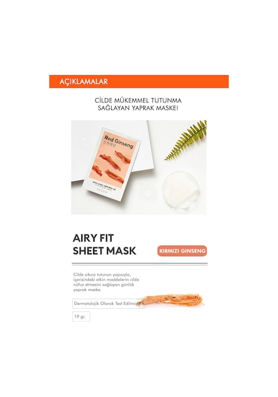 Missha Kırmızı Ginsengli Canlandırıcı Yaprak Maske 1 Adet Airy Fit Sheet Mask Red Ginseng