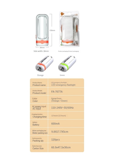 Özel Üretim Dayanıklı Güçlü Aydınlatma Taşınabilir Kamp İki Kademeli 600 Mah Şarjlı Led El Feneri Beyaz