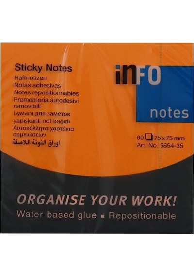 Info Notes 75x75 Fosfor Turuncu Postit 80 Yp 565435