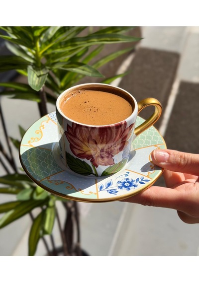 2 Kişilik Royal Flora Double Kahve Fincanı-5253 Çok Renkli