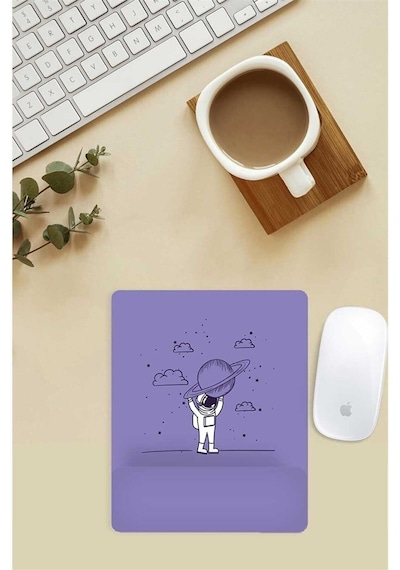 Uzayda Astronot Desenli Bilek Destekli Mouse Pad Mousepad