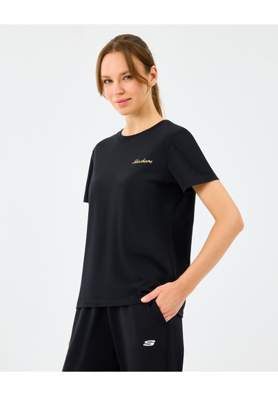 Skechers W Light Fabric T-shirt Kadın Siyah Tshirt S2520239-3817 Siyah