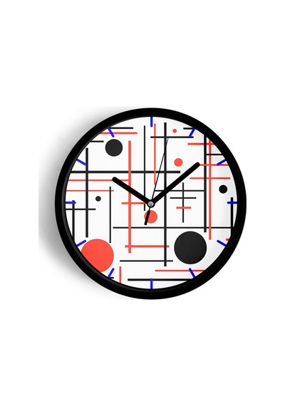 Soyut Geometrik Temalı Modern Duvar Saati - 30cm - Önü Camlı Siyah Kasa - Sessiz Mekanizma-jh0432 Siyah