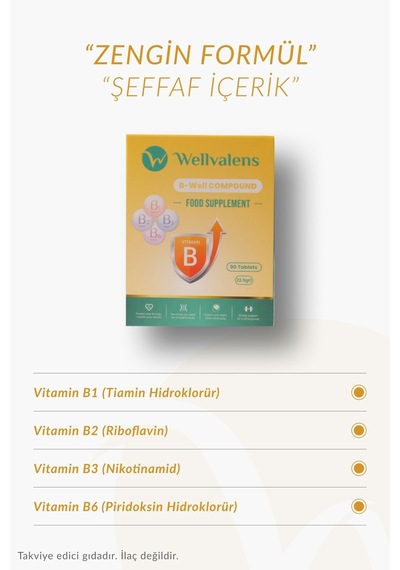 B Well Compound B1 B2 B3 B6 Vitaminleri İçeren 90 Tablet