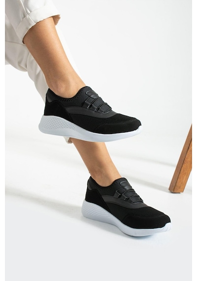 Siyah Beyaz Anatomik Esnek Taban Slip-on Spor Ayakkabı Günlük Sneaker Siyah-Beyaz