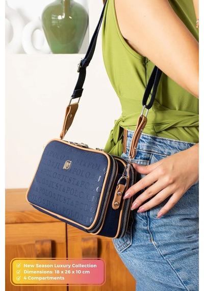 Just Polo Kadın Ayarlanabilir Askılı Günlük Kullanıma Uygun Şık Çapraz Ve Omuz Çantası P234023mh Lacivert - Taba