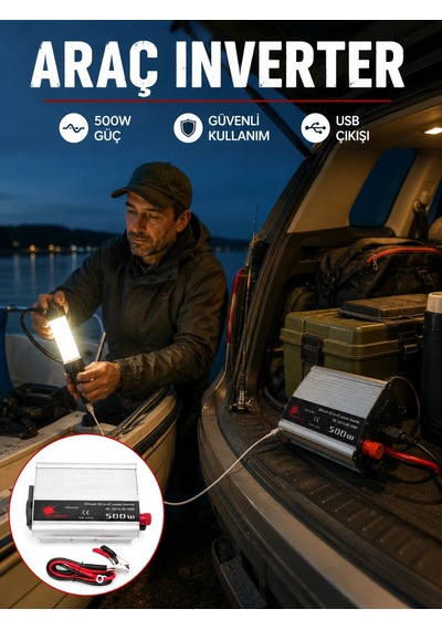 500w Araç İnverter Aküden Priz Dönüştürücü