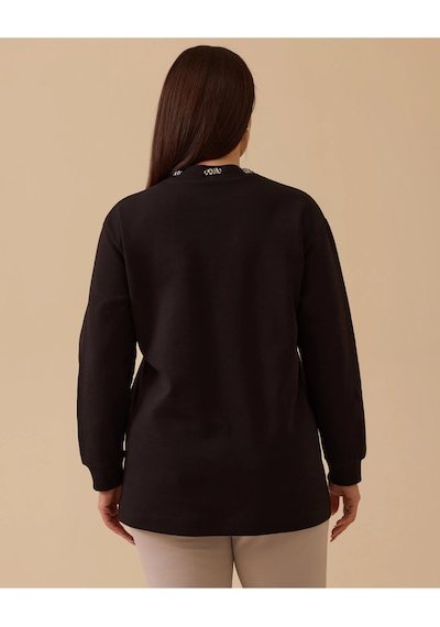 Büyük Beden Fular Yakalı Sweatshirt10002522314010 Siyah