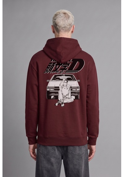 Defacto Initial D Lisanslı Boxy Fit Kapüşonlu Sweatshirt H4139ax26aubr230 Bordo-br230