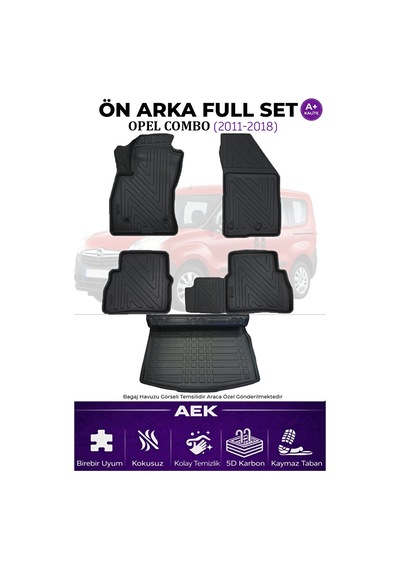 Opel Combo 2011-2018 5d Karbon Paspas Takımı +3d Pvc Bagaj Havuzu