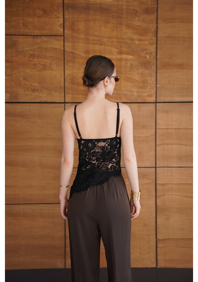 Verymoda Askılı Brode Bluz - D2965 Siyah
