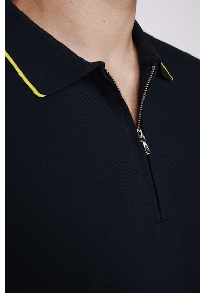 Tudors Erkek Polo Yaka Slim Fit Pamuk Fermuarlı Pike Lacivertvert Tişört-27686-Lacivertvert Lacivert