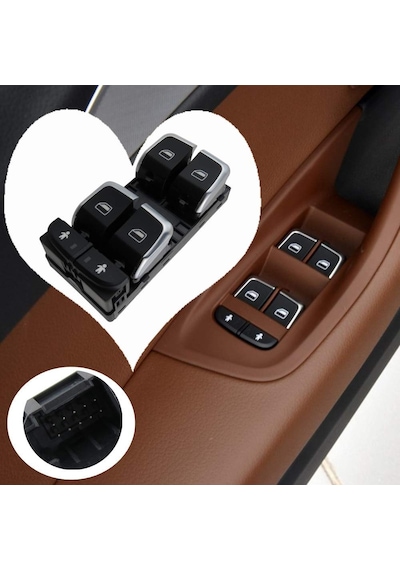 Audi A6 A7 Q3 RS6 RS7 Cam Düğmesi Nikelajlı Dörtlü Şoför Tarafi