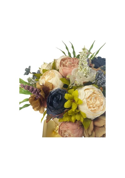 Yapay Çiçek Şakayık Güllerden Oluşan Kare Ayaklı Yuvarlak Metal G