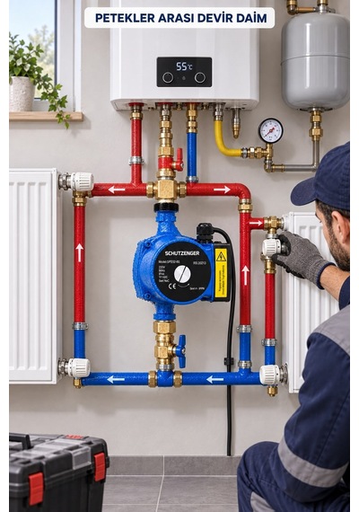 Gp25-4 130mm Sıcak Su Devir Daim Sirkülasyon Pompası 3 Kademeli Sessiz Kombi Kalorifer Yerden Isıtma 1 Daire İçin