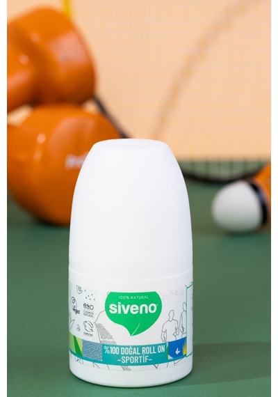 Siveno %100 Doğal Roll-on Sportif Sporcu Deodorant Ter Kokusu Önleyici Bitkisel Lekesiz 50 Ml X2 Adet