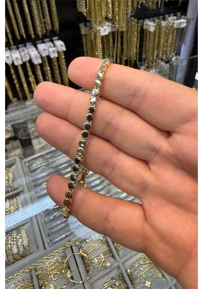 Yuvarlak Taşsız Bileklik Altın
