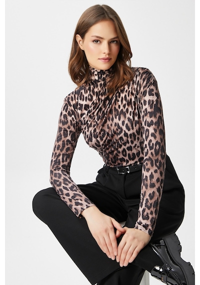 Ritnice Kadın Moon Büzgülü Leopar Sandy Bluz Leopar