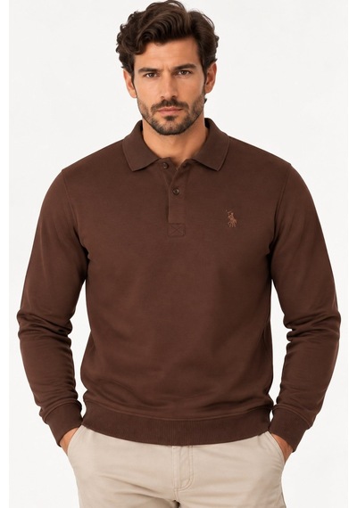 V9007 Dewberry Erkek Sweatshırt-düz Kahve
