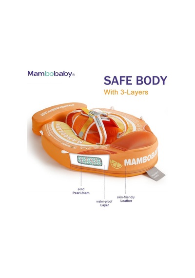 Mambobaby Yüzme Simidi - Orange, Emniyetli, Gölgelikli Ve Ayak Destekli