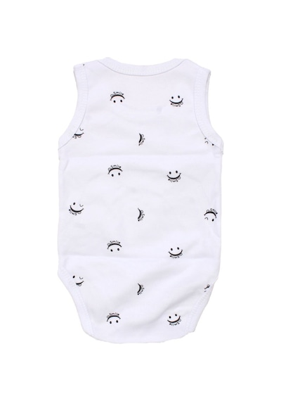Bebegen Unisex Beyaz Gülücük Baskılı Askılı Zıbın Çok Renkli