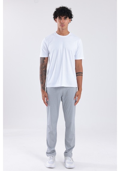 Rowinger Merserize Premium Dokulu Fermuarlı Cepli Düz Paça Erkek Spor Pantolon Eşofman Altı Grey